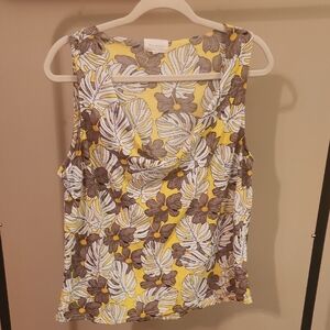 MELLODAY Floral Tank Top in Yellow and Brown